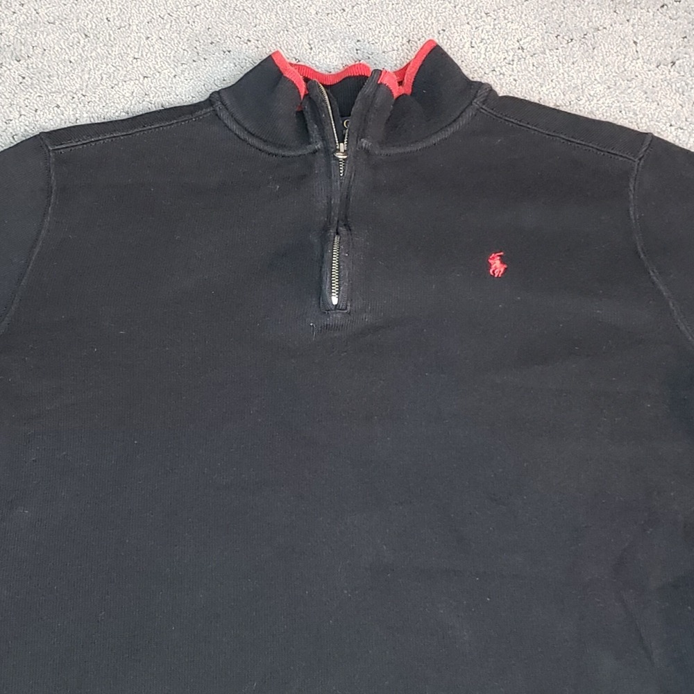 Polo Ralph Lauren Sweater Mens XL Black Long Sleeve 1/4 Zip Pullover Preppy